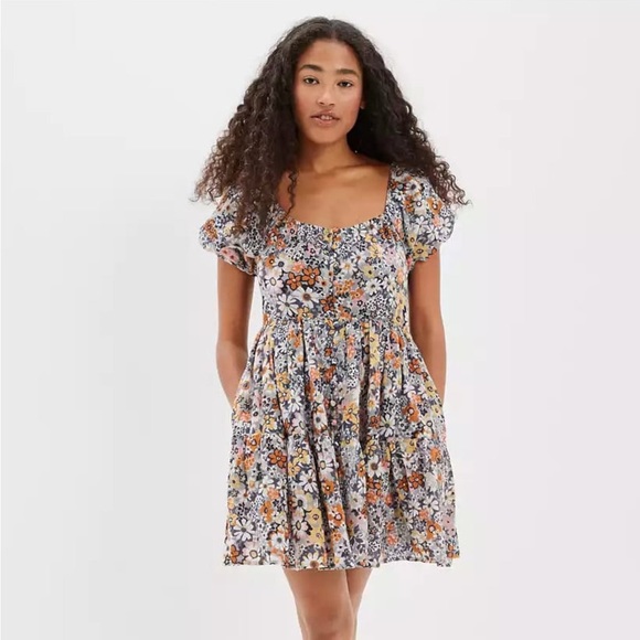 American Eagle Back-Tie Floral Printed Dress - Picture 2 of 8